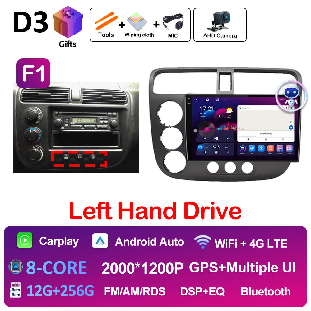 DSP Stereo GPS Navigation For Honda Civic 2000 2001 2002 2003 2004 2005 2006 Multimedia Player Android 14 Touch Screen Head Unit