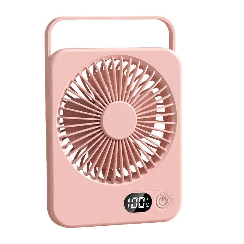 Portable Handheld Fan Mini Desktop Fan USB Rechargeable Mute Table Fan With Power Display Desktop Fan 5 Speeds Adjustment