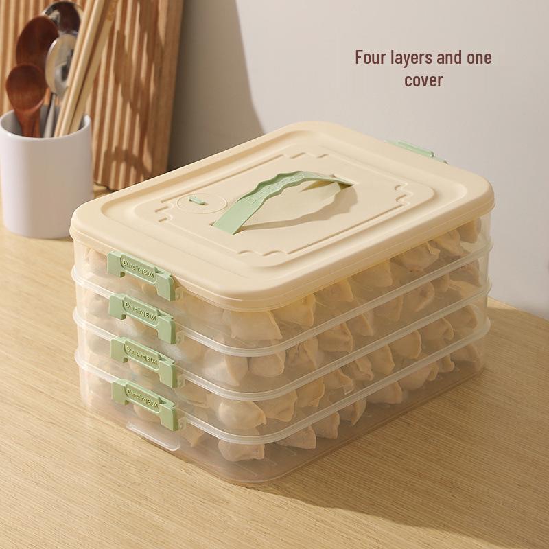 Dumpling Storage Box: Large-Capacity Multi-Layer Plastic Container for Freezer and Refrigerator