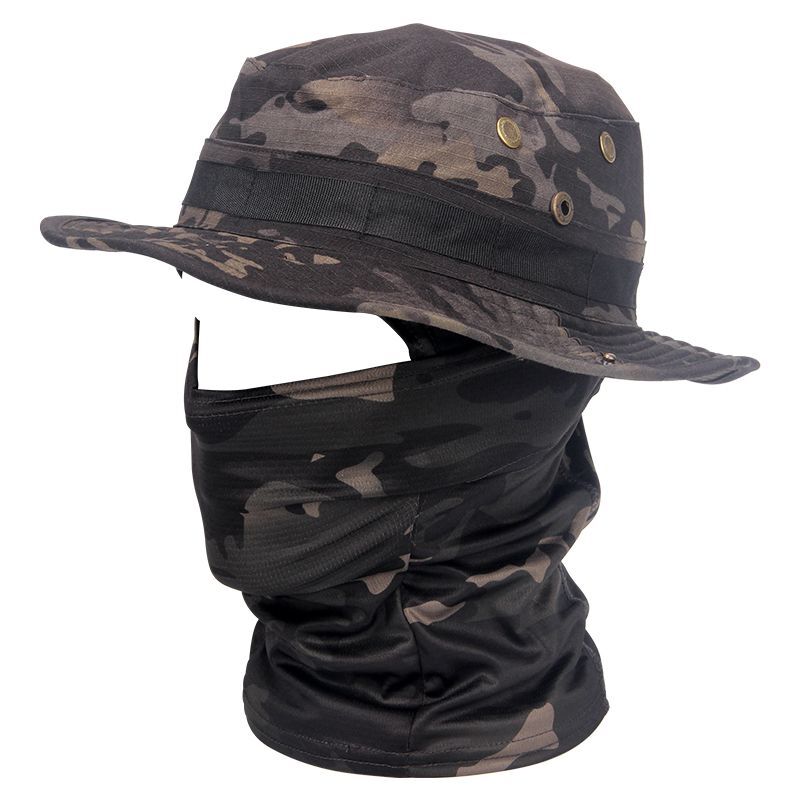 Women Men Hiking Fishing Boonie Hat Outdoor Sport Sun UV Protection Neck Face Camouflage Adjustable Bucket Caps and Mask