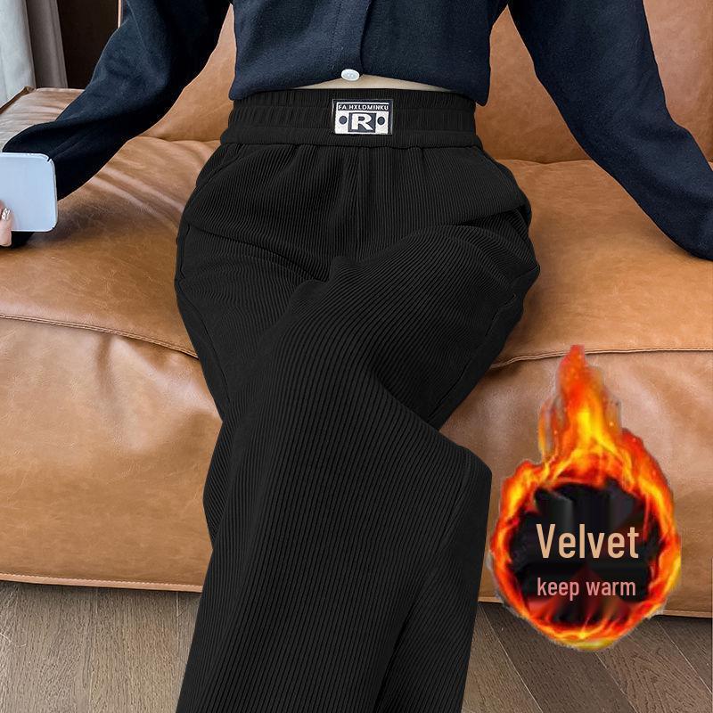 Women's Warm Fleece-Lined Corduroy Pants: Autumn/Winter, Narrow/Wide-Leg, Casual Trousers