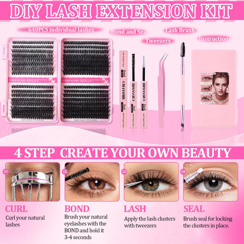 640 Büschel D-Bogen Einzelbüschel Falsche Wimpern 10-16Mmdiy Segmentierte Transplantation von Natürlichem Dichtem Haar