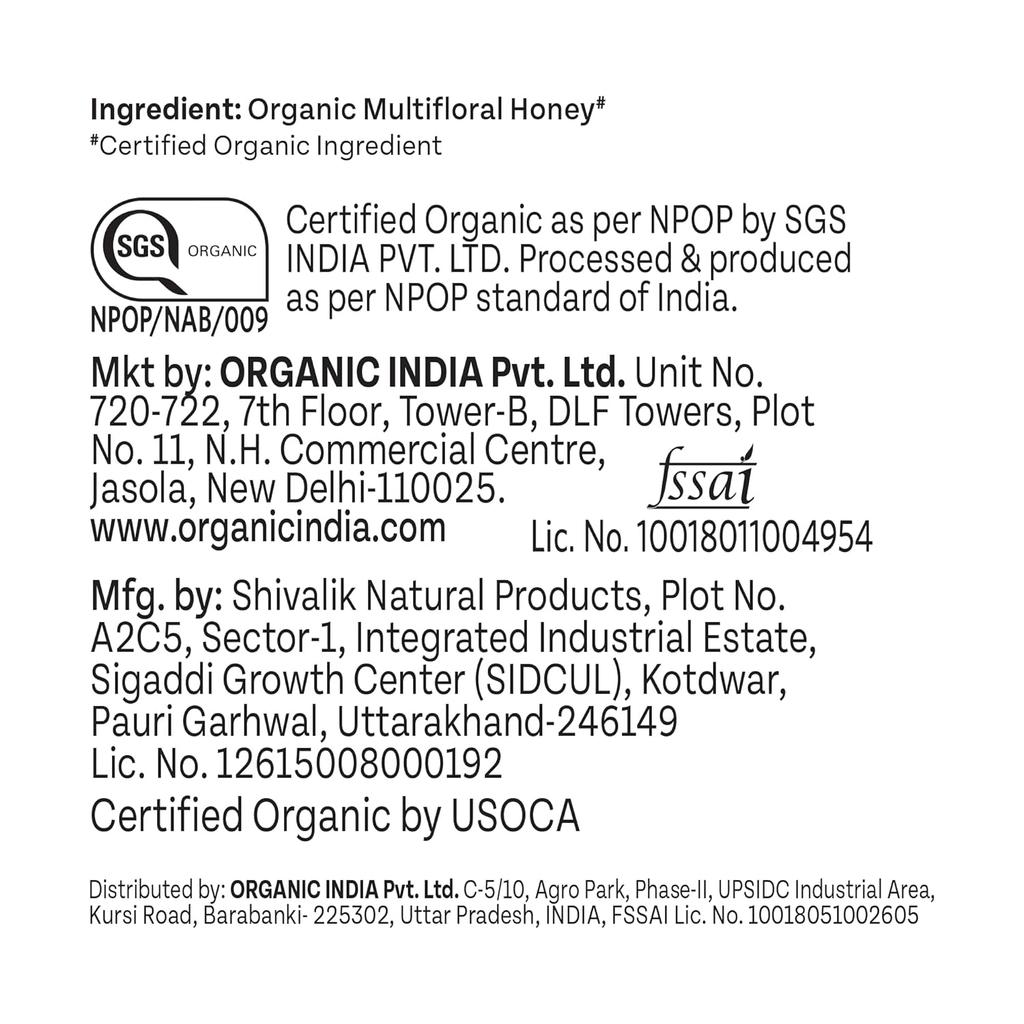ORGANIC INDIA Himalayan Multi Floral Honey 500g Raw Unprocessed Natural Sweetener Nutrient-Rich Antioxidants