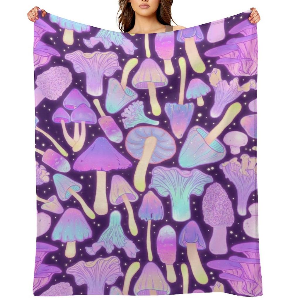 Spooky Mushroom Hunt Throw Blanket Beach Luxury Picnic Shaggy Blankets