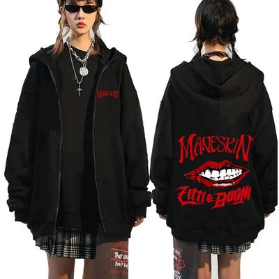 Итальянская рок-группа Maneskin, толстовка на молнии, мужская мода, винтажная толстовка с капюшоном на молнии, куртка большого размера в стиле панк, верхняя одежда
