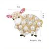 Cute Sheep Brooches For Women Lamb Pin Y2K Shiny Pearl Crystal Lapel Pins Badges 2027 New Year Gifts Fashion Jewelry Accessories