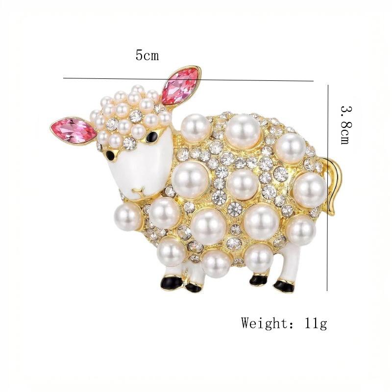 Cute Sheep Brooches For Women Lamb Pin Y2K Shiny Pearl Crystal Lapel Pins Badges 2027 New Year Gifts Fashion Jewelry Accessories