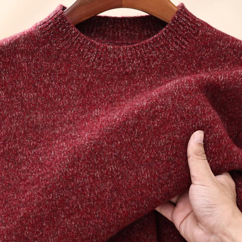 Hengyuanxiang Herren Pullover 100% Reine Wolle Grobstrick Rundhals