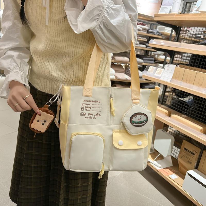 High Value Shoulder Bag Female Cute Food Tote Big Bag Primary and Secondary School Students Class Books Hand Bag