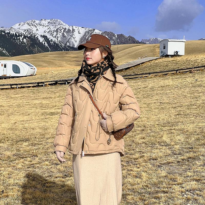 

Новая свободная ромбовидная куртка с подкладкой на осень и зиму, женская студенческая куртка с подкладкой, модная и универсальная XXL хаки