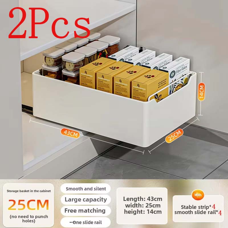 New Kitchen Storage Rack with Slide Rails Pull-out Kitchen Drawer Type Storage Tray Spice Box Storage Shelf Cabinets Organizer