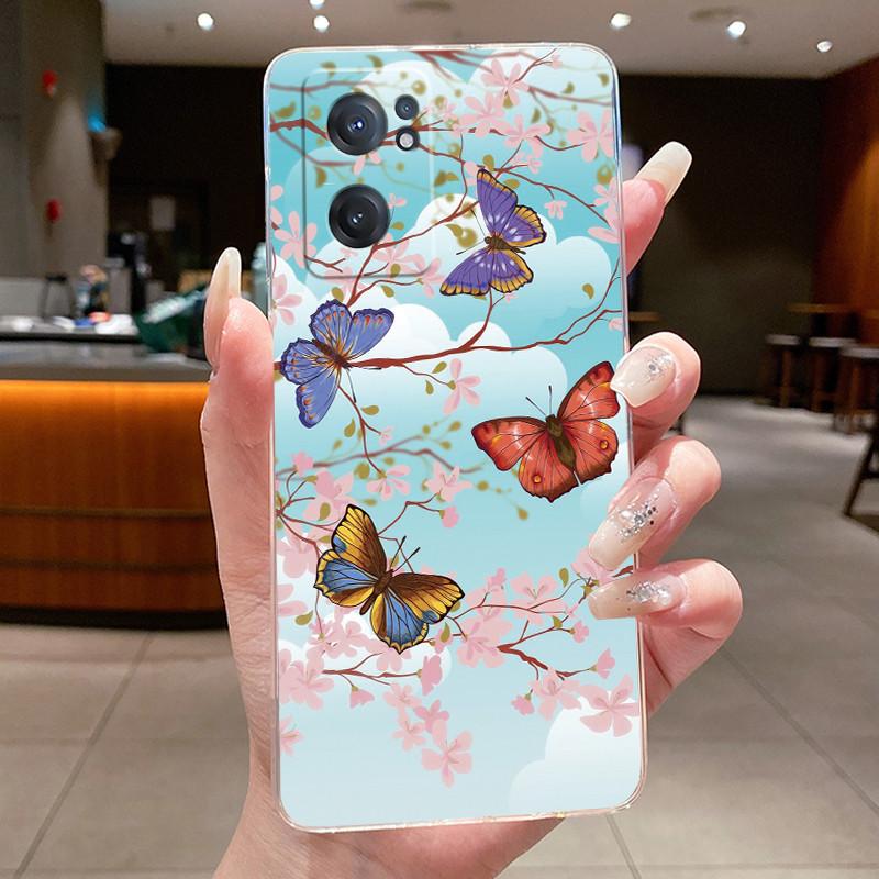 Phone Case For OnePlus Nord CE 2 Lite CE3 Lite Flower Butterfly Case Capa Oneplus Nord CE 3 CE2 Transparent Soft TPU Back Cover