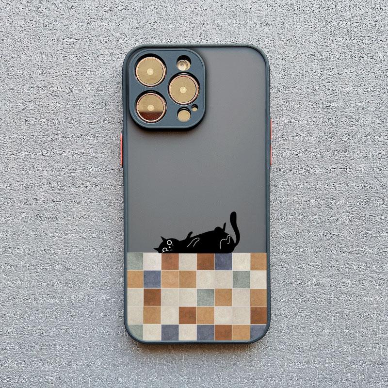 

Pastoral Style Coffee Cat Art Print Phone Case for iPhone 17 16 15 14 13 12 11 Series Pro Max Plus Double Layer Protection iphone 13 ProMax