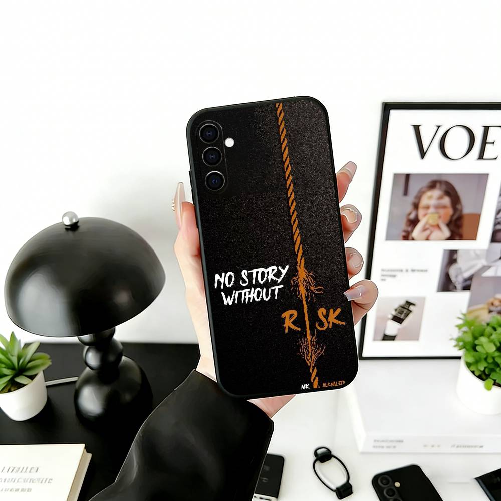 Trading No Risk, No Rich Phone Case For Samsung Galaxy A73,A72,A71,A70,A53,A52,A51,Others Soft Black Cover