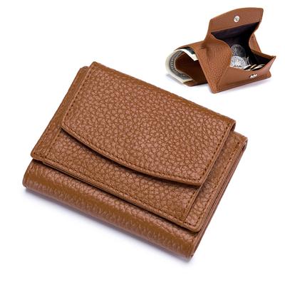 Dockii Mini Tri-fold Wallet, Genuine Leather, Women's, Small Wallet, Compact, Skimming-Proof, Coin Purse, Cowhide Leather, Cute, Compact, Box-Shaped,