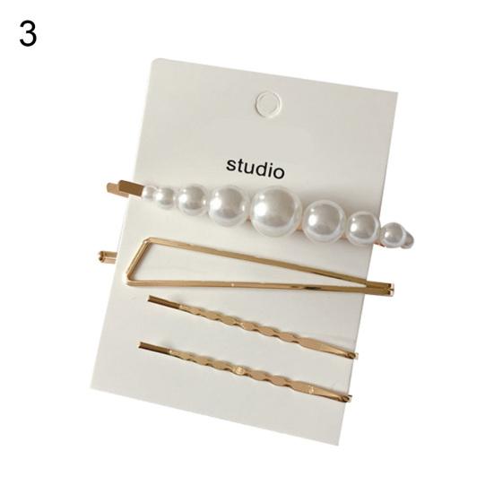 4Pcs/Set Girls Bowknot Heart Faux Pearl Hairpin Hair Clip Barrette Headwear Gift
