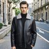 Men's Winter Mink Fur Collar Sheepskin Leather Goose Down Jacket