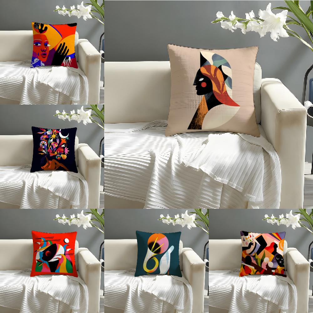 Color Illustrator W-Willian Santiago Art 4 Pillow Case Linen Pillow Case Sofa Home Decor Cushion Cover Cushion Cove