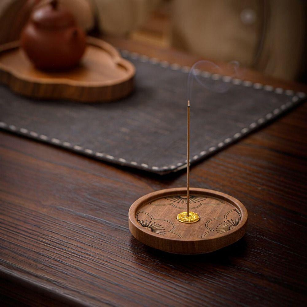 Solid Wood Line Incense Burner Handmade Incense Stove Thread Incense Insert Base Indoor Use
