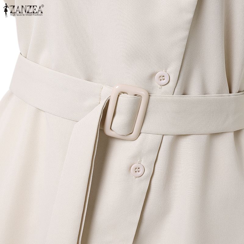 ZANZEA Women Summer Round Neck Casual Short Sleeve Long Dress