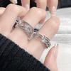 Delicate Pig Nose Flash Diamond Zir*****Pen Ring Set Light Luxury High Sense Cold Wind Personality Ring Woman
