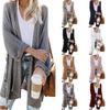Herbst und Winter Damen Strickwaren Übergröße Lange geteilte Strickjacke mit gerollten Ärmeln