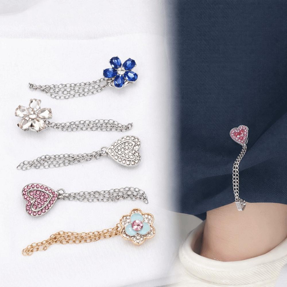 Adjustable Chain Metal Buttons Clip Seam Free Cuff Fixing Magnet Pin Clothing Magnetic Clasp  Pants
