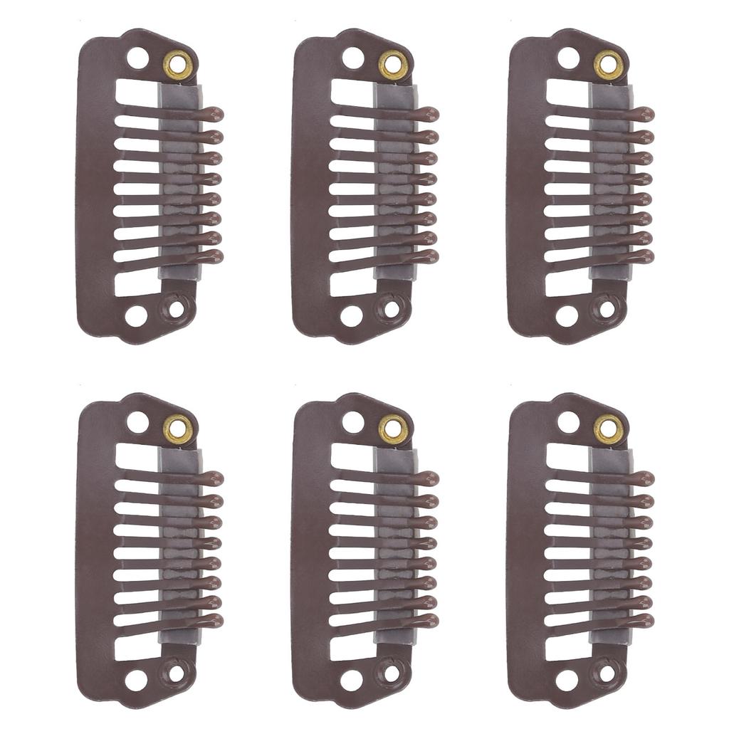 50pcs 8 Tips 8 Teeth Snap Comb Wig Clips Stainless Steel Snap Clips with Rubber Hair Grips for Hair Extension Wigs