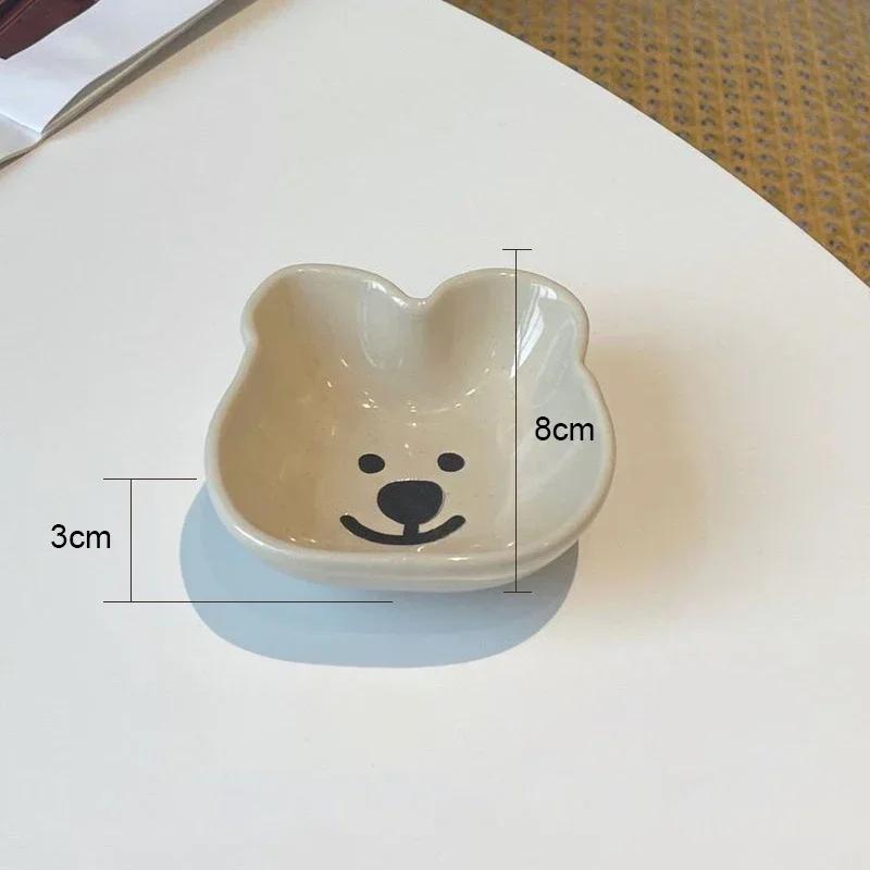 

White Ceramic Platter Dumpling Dipping Sauce Plate White Bear Ceramic Plate Cartoon Animal Storage Tray Household Tableware