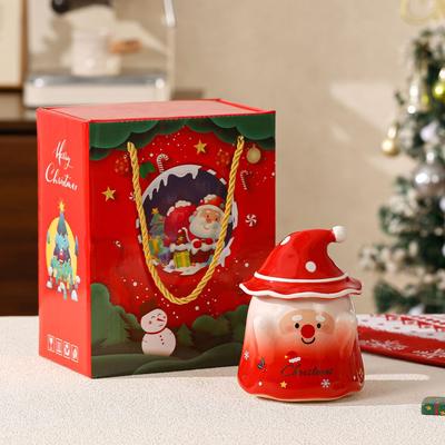 Creative Christmas Ceramic Coffee Cup And Saucer Set, Gift Water Cup, Retro Style Mug