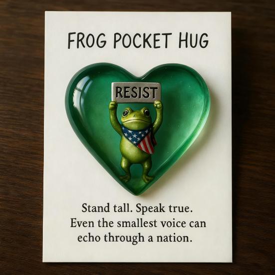 Resist Frog Pocket Hug with Positive Card Emotional Support Love Heart Frog Pocket Token Decoration Inspirational Encouragement Gift
