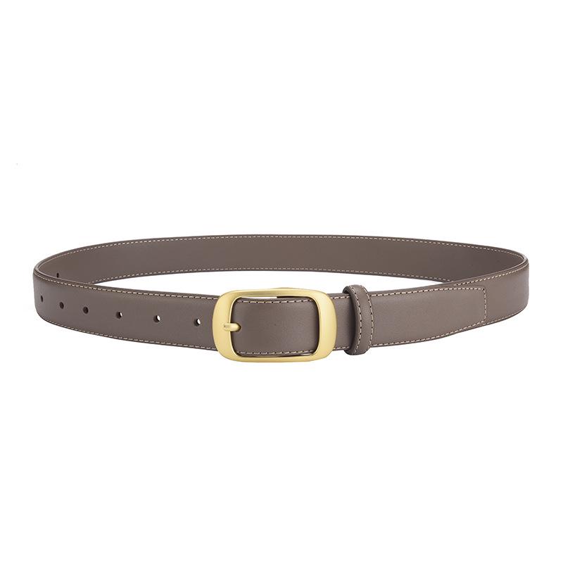 Women s Double-Sided Cowhide Belt - Trendy Korean Style, Simple yet Versatile with High-End Feel for Jeans. 100 cm хаки