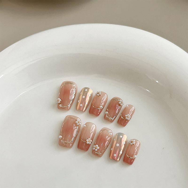 5Pcs Diy Nail Art Decor 3D Five-Petal White Pearls Flower Nail Drills Pearl Flowers Manicure Diamond Manicure Nail Art Design