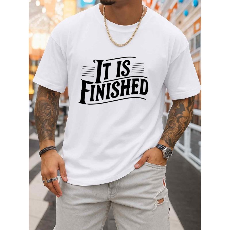 

Европейский размер Эта белая футболка с надписью It Is Finished для мужчин имеет стильный принт, идеально подходит для повседневного ношения, будь то в офисе или на свиданиях. S белый