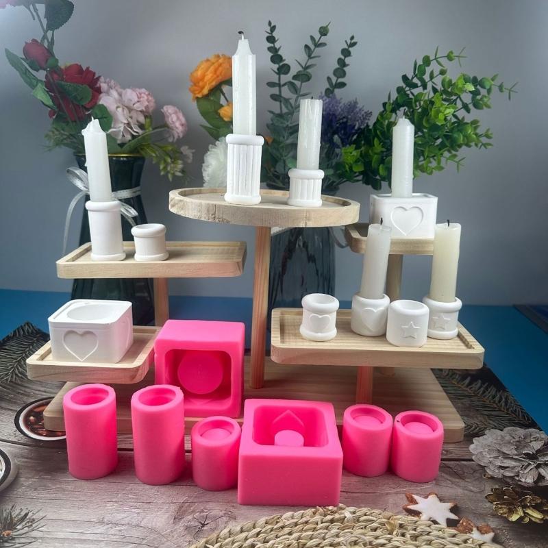 3D Cylinder Świecznik Silikonowy Forma Ręcznie Robione Formy Do Świeczników Tealight Mydło Glina Forma Do Tworzenia Dekoracji Weselnych Domu