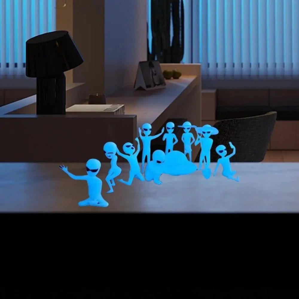 Luminous Alien Ornament UFO Plant Decoration Prop Figurine Set Alien Kit Decorative  Bedrooms