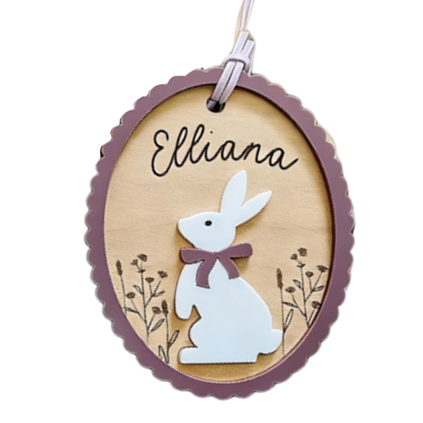 

Personalized Wooden Bunny Bow Pendant For Home Decoration One Size