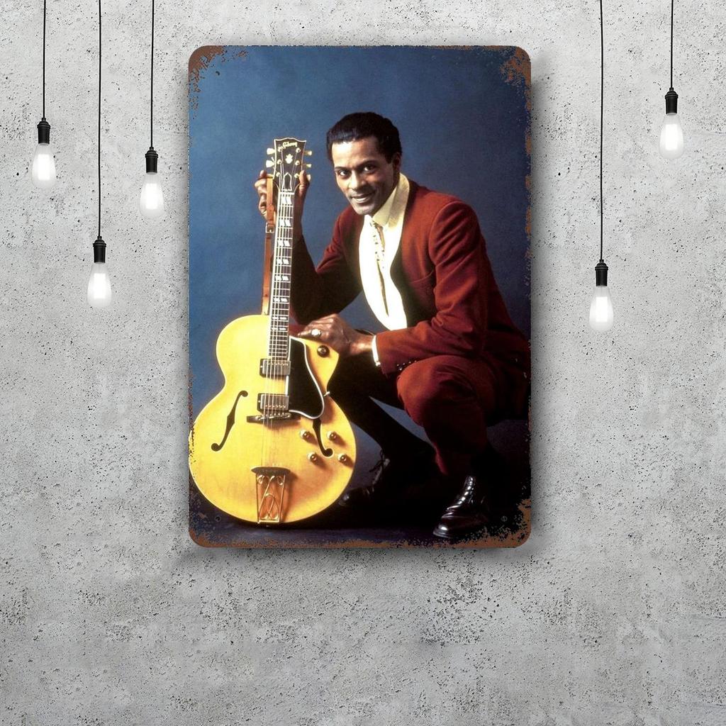 Chuck Berry Band Decor Poster Vintage Tin Sign Metal Sign Decorative Plaque for Pub Bar Man Cave Club Wall Decoration