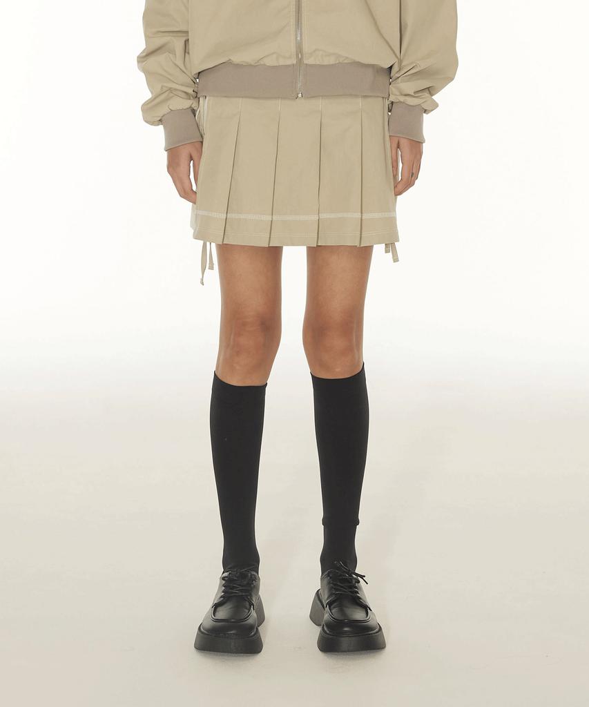 DEARSTALKER Cotton Strap Pleats Skirt - Beige