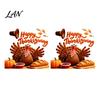 Easy Apply Window Paster Autumn Thanksgiving Turkey Static Sticker, Decorative Removable PVC Decals, Harvest Festival Art Theme Wall Clings for Indoor