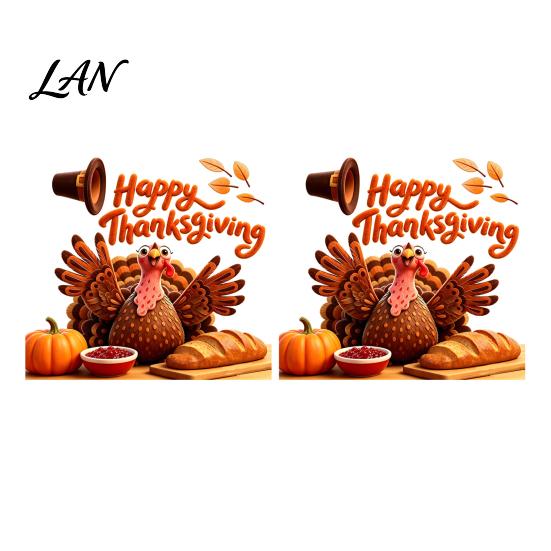 Easy Apply Window Paster Autumn Thanksgiving Turkey Static Sticker, Decorative Removable PVC Decals, Harvest Festival Art Theme Wall Clings for Indoor