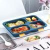 Divided Bento Box for Students Three Divided Lunch Box Covered Soup Box Plastic Kitchen Tableware Microwave Sealed Lunch Box