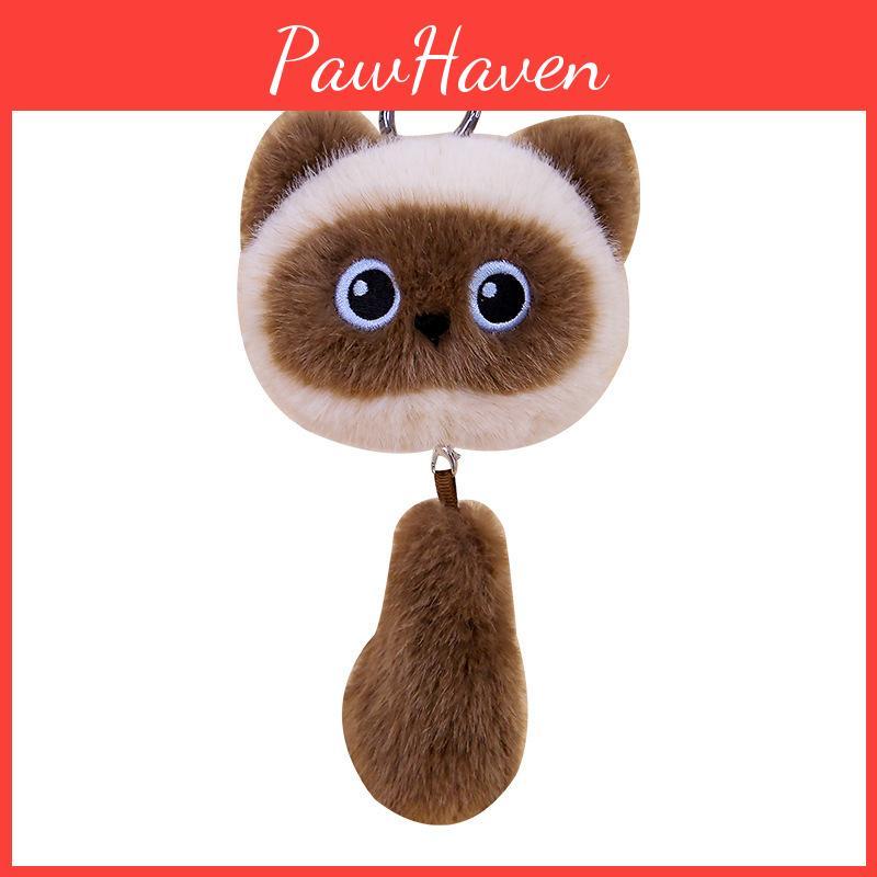 Tail Plush Siamese Keychain Pendant Bag Decor For Kids And Animal Enthusiasts