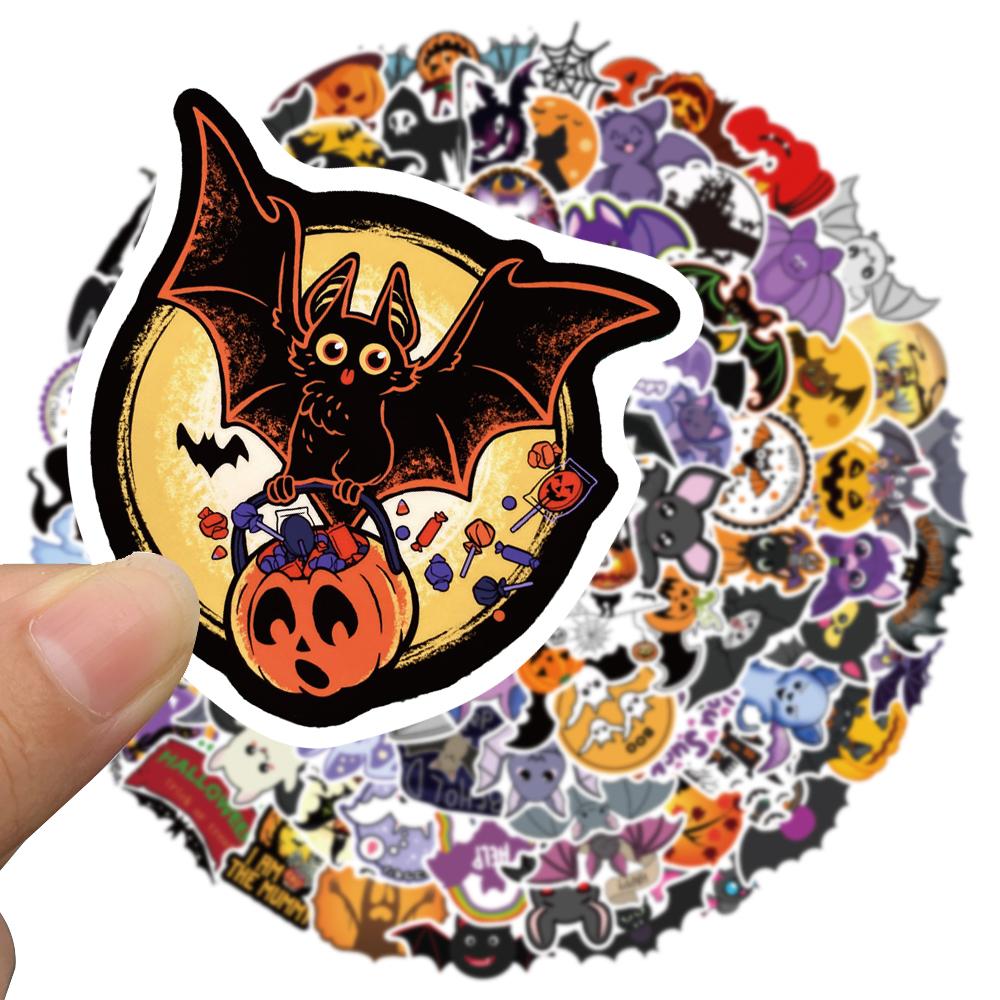 100Pcs Halloween Cartoon Pumpkin Cute Bat Stickers Motorcycle Suitcase Skateboard Laptop Luggage Fridge Phone Decals