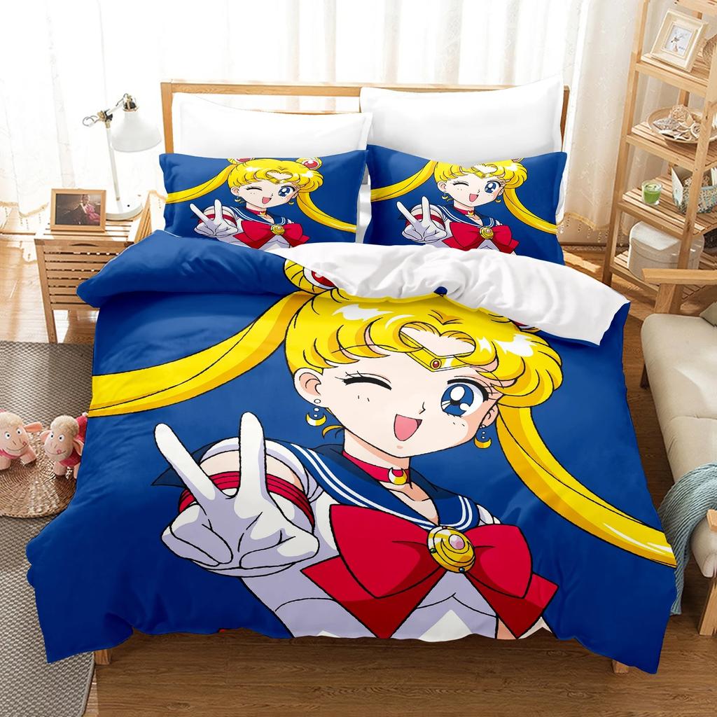 Sailor Moon Duvet Cover Set Bedding Comforter Sets King Size 3D Boys Girl Bedding Set