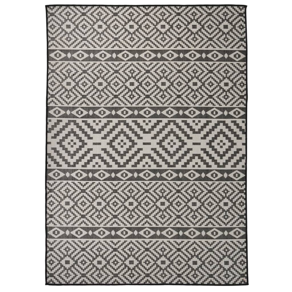Vidaxl Dywan Zewnętrzny O Płaskim Splocie, 200X280 Cm, Czarne Pasy