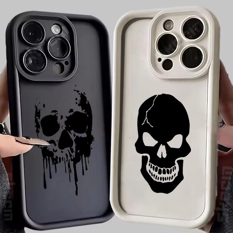 New Terror Black Skull Soft Silicone Phone Case For iPhone 16 15 14 13 12 11 Pro Max X XS XR 7 8 Plus Shockproof Bumper Cover
