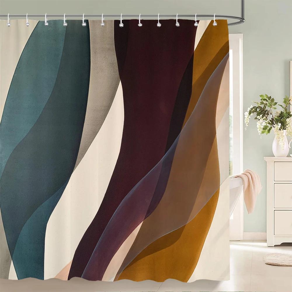 Geometry Pattern Shower Curtains Waterproof Polyester Personality Bathroom Curtain With Hooks Curtains For Bathroom Shower