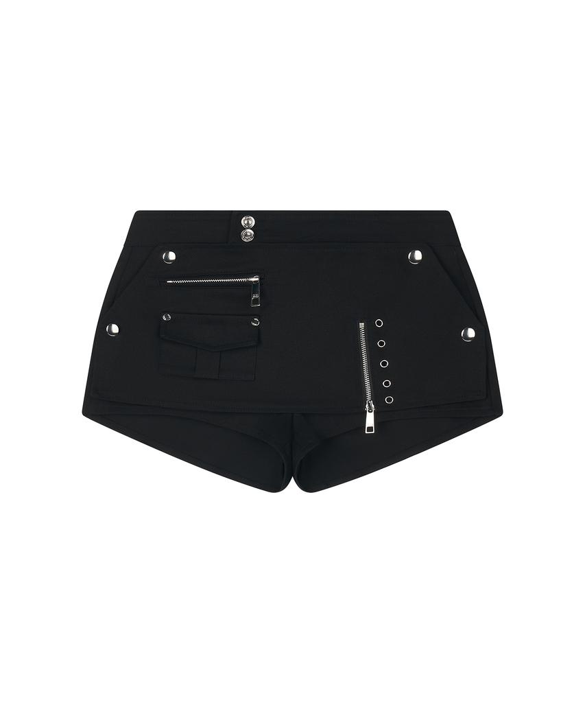 ILLIO Black Biker Layer Shorts