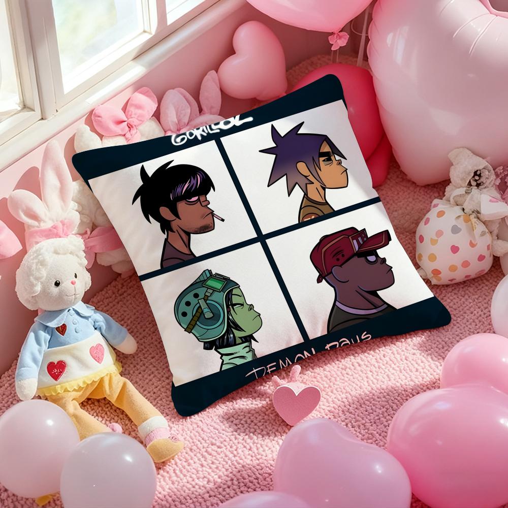 Music Prints G-Gorillaz Cushion Cover Pattern Printed Pillowcase for Living Room Sofa Cushion Cover & Bedroom Decor